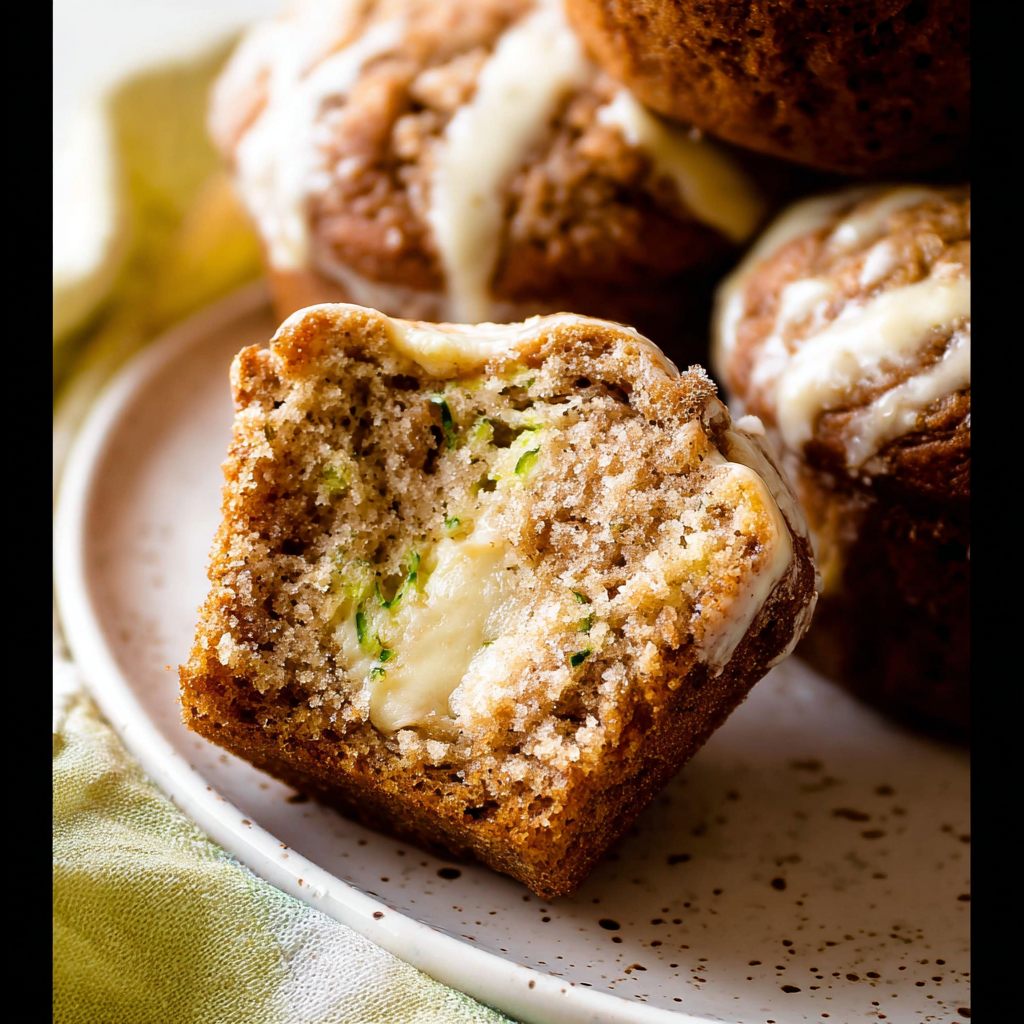 Recipe preparation for Cream Cheese Zucchini Muffins