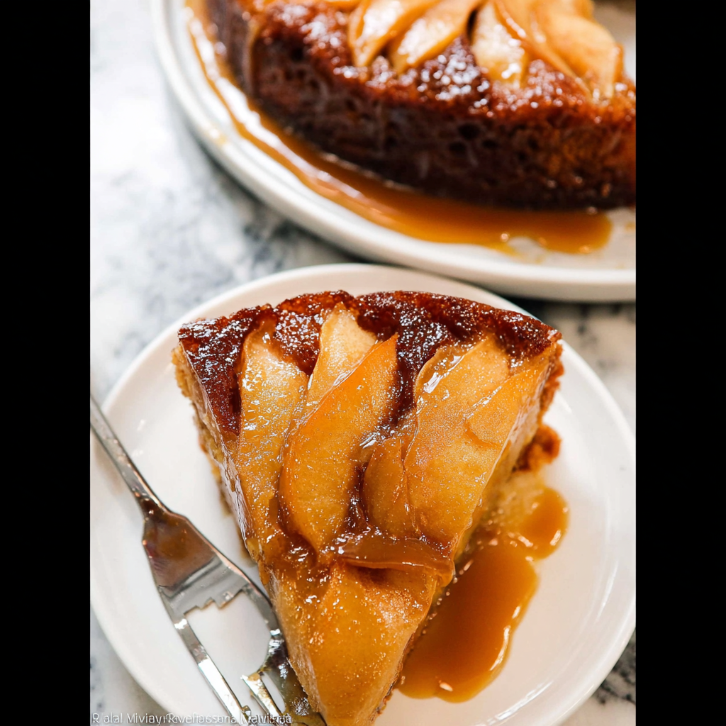 Recipe preparation for Caramel Apple Upside Down Cake