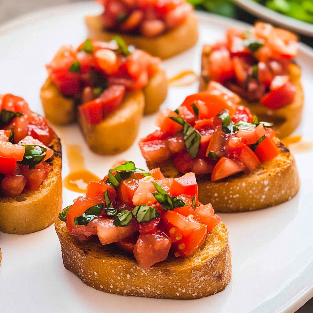 Recipe preparation for Tomato Basil Bruschetta