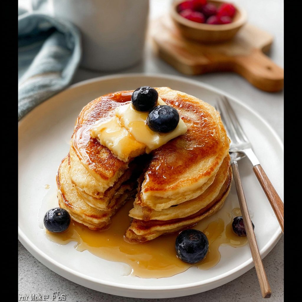 Recipe preparation for Fluffy Buttermilk Pancakes