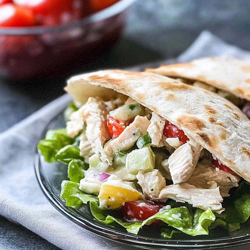 Recipe preparation for Classic Chicken Salad Pita Pockets