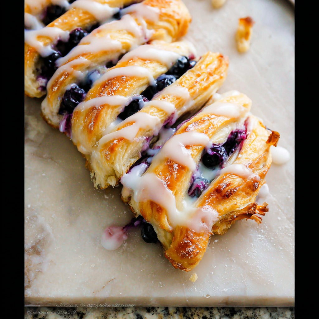Recipe preparation for Blueberry Cream Cheese Pastry Braid