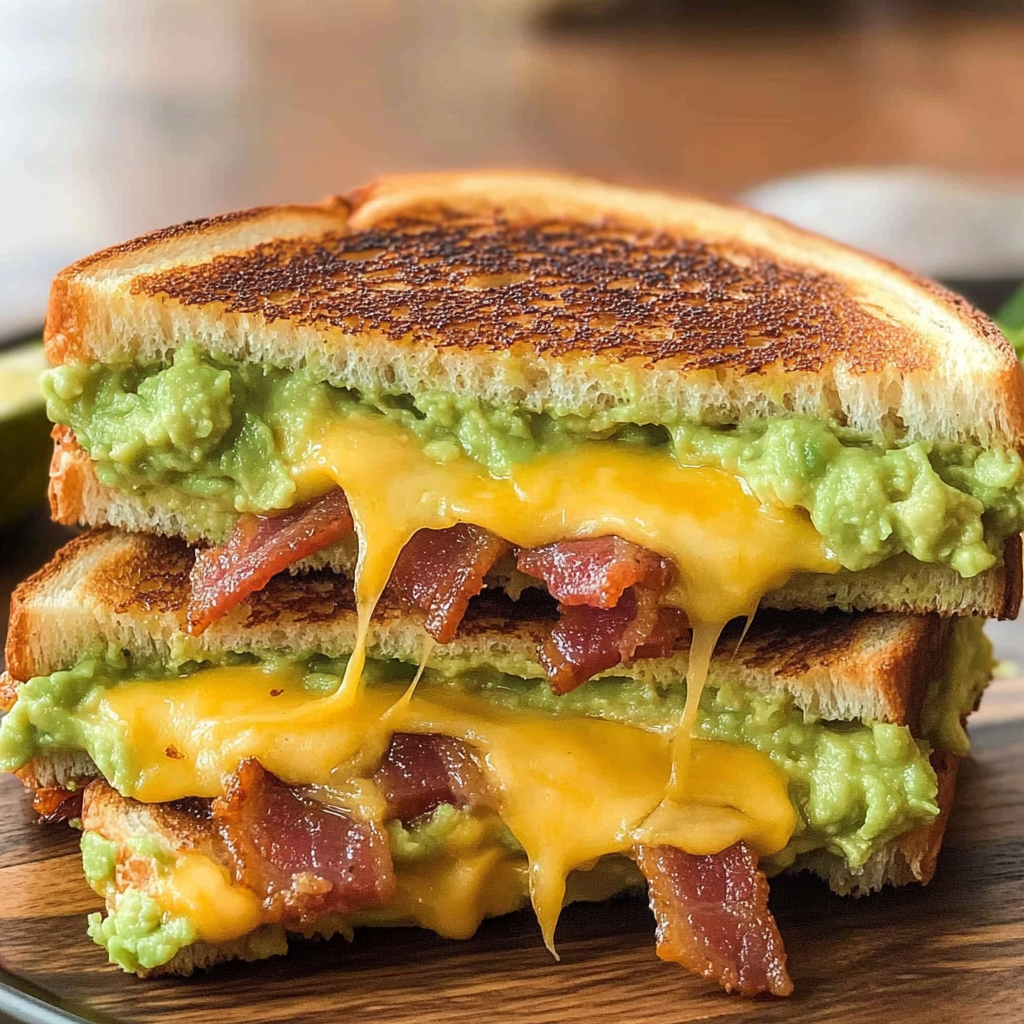 Recipe preparation for Bacon Guacamole Grilled Cheese
