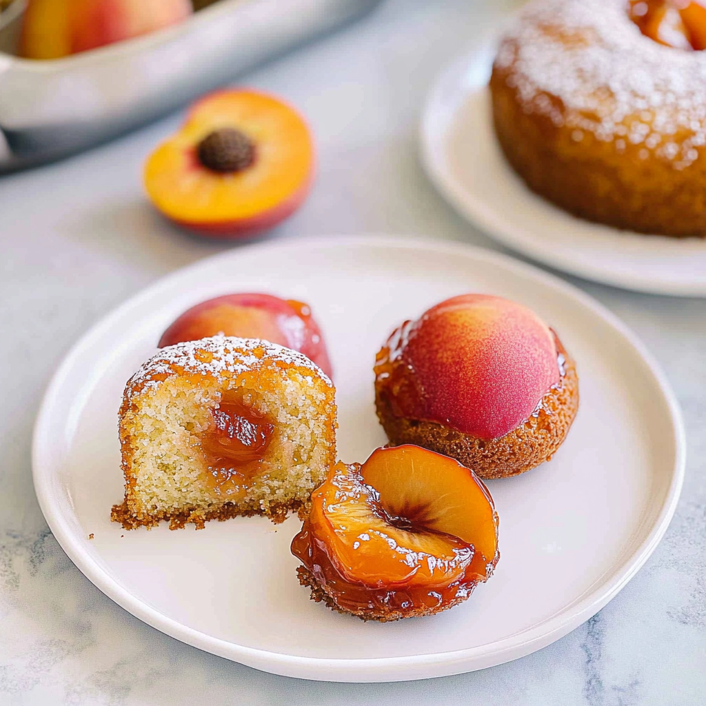 Recipe preparation for Peach Upside Down Mini Cakes