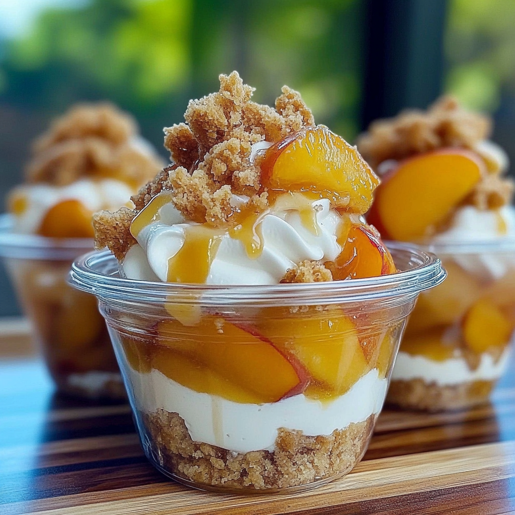 Recipe preparation for Classic Peach Cobbler Parfait