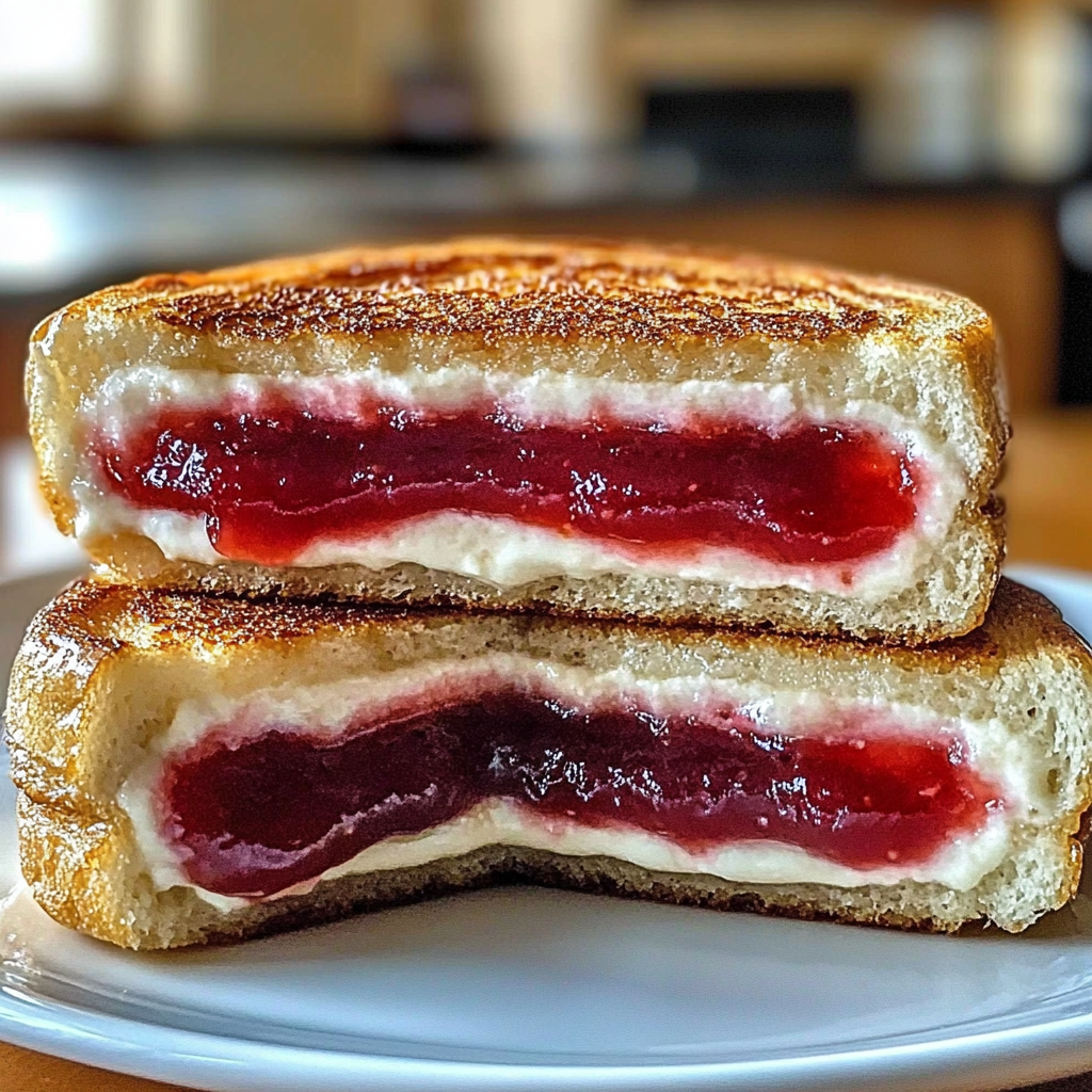 Recipe preparation for fried strawberry cheesecake sandwiches