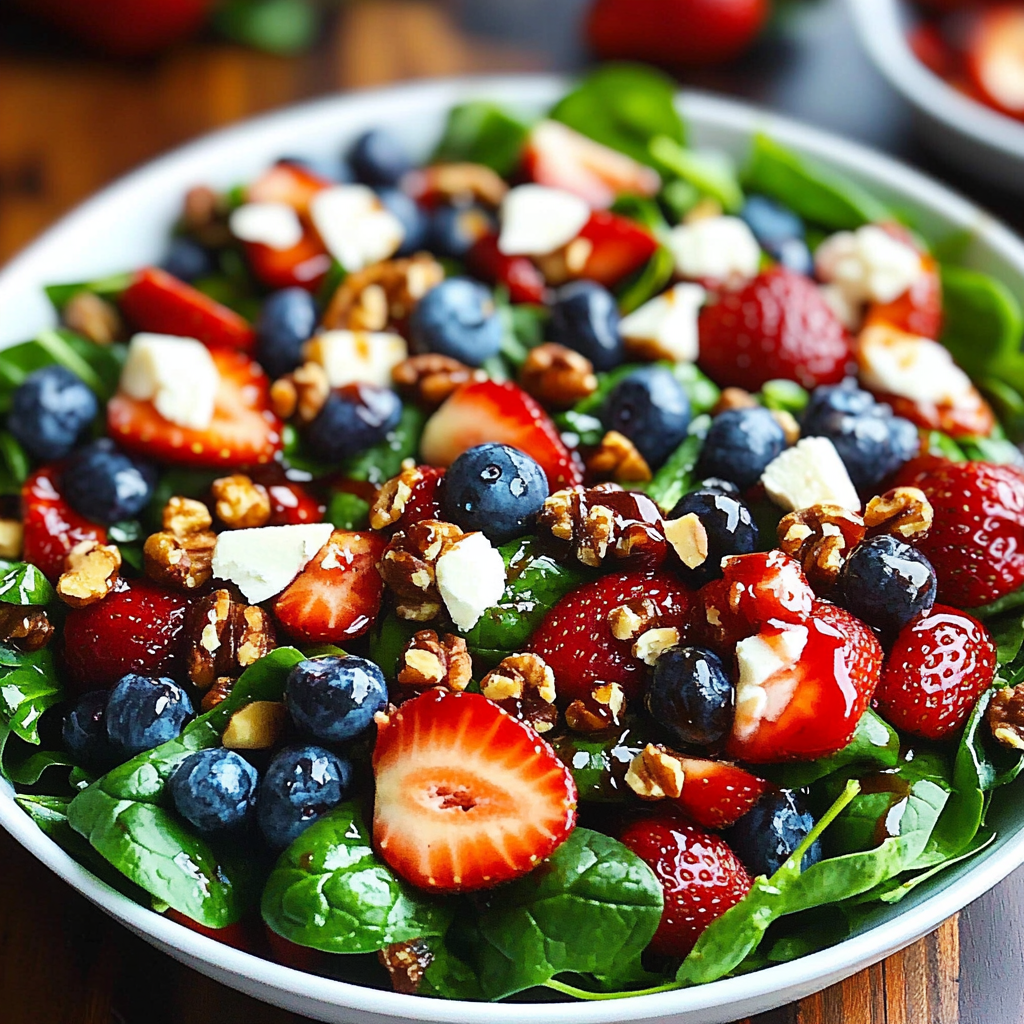 Recipe preparation for Strawberry Spinach Salad