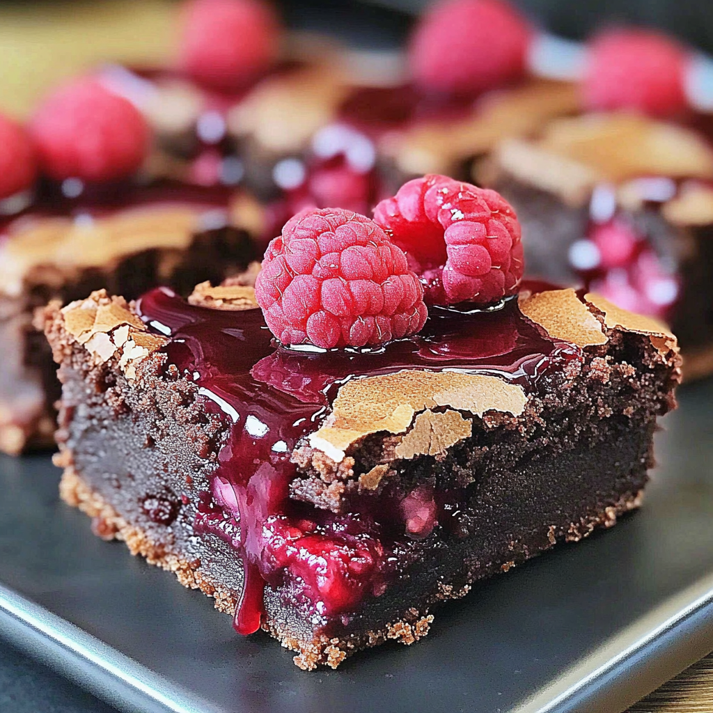 Recipe preparation for Raspberry Swirl Brownies