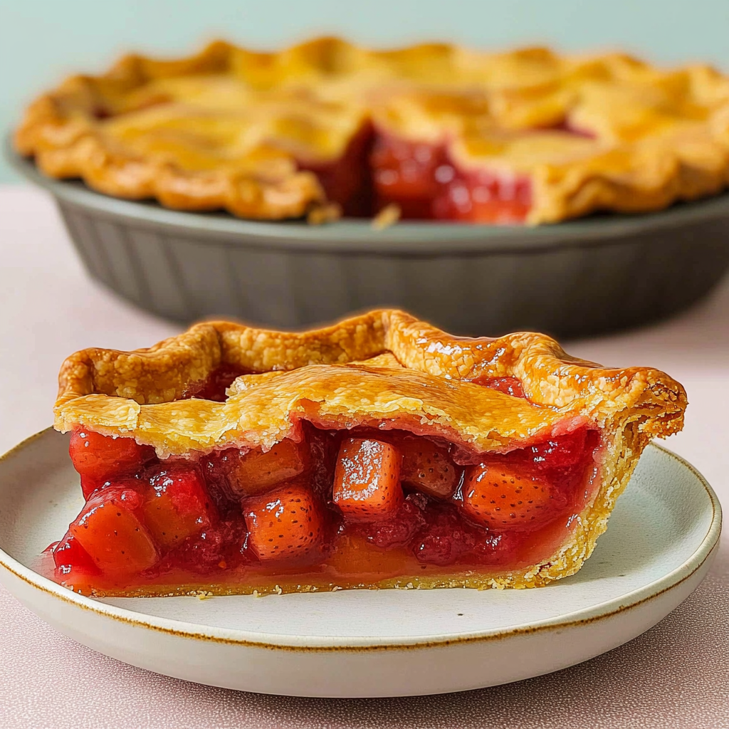 Recipe preparation for Sweet-Tart Strawberry Rhubarb Pie