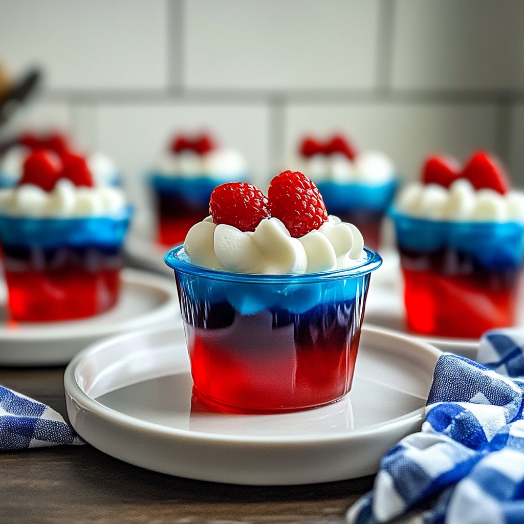 Recipe preparation for Red, White, and Blue Jello Cups