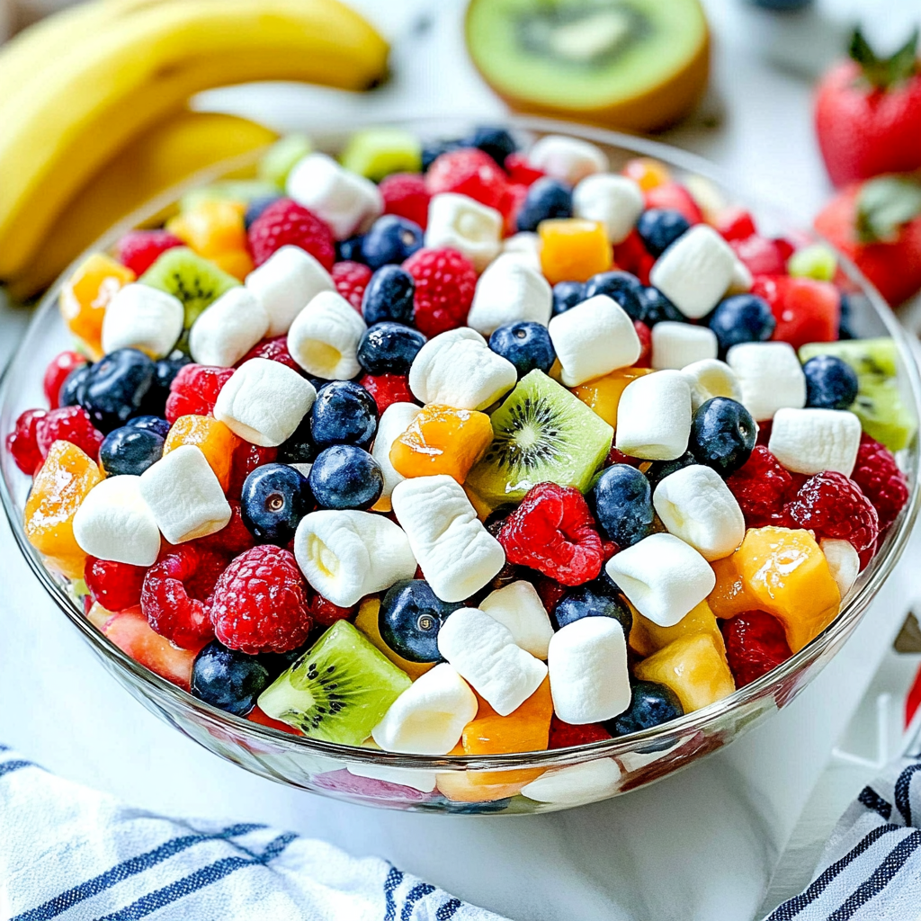 Recipe preparation for Fruit Salad with Marshmallows