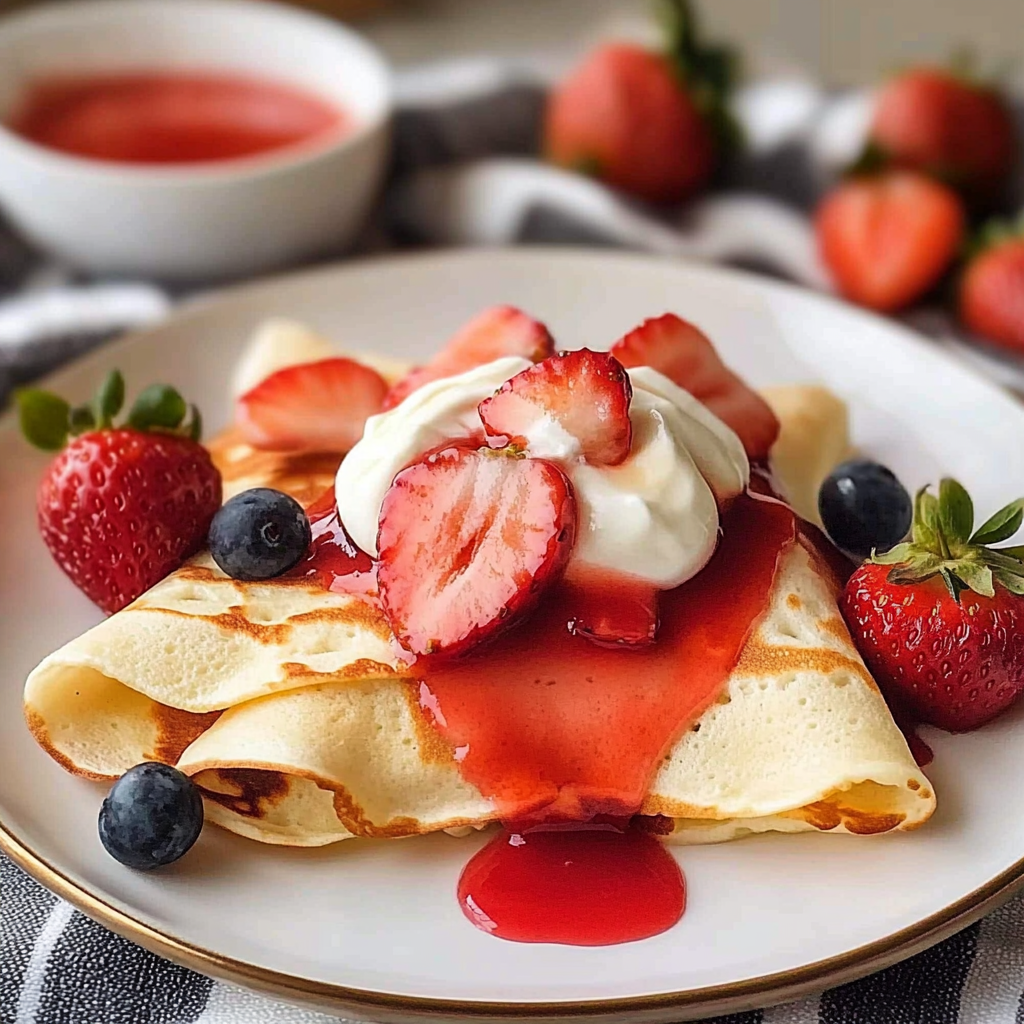 Recipe preparation for Strawberry Crepes