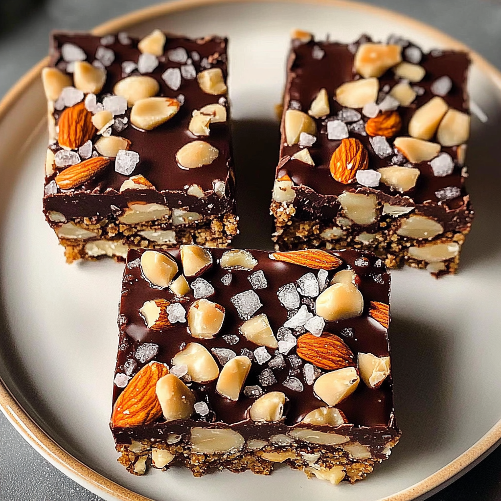 Recipe preparation for Dark Chocolate and Sea Salt Nut Bars