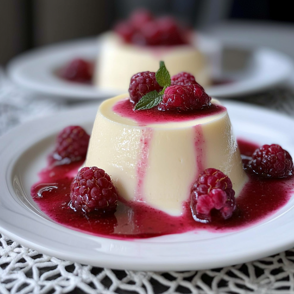 Recipe preparation for White Chocolate and Rasberry Panna Cotta