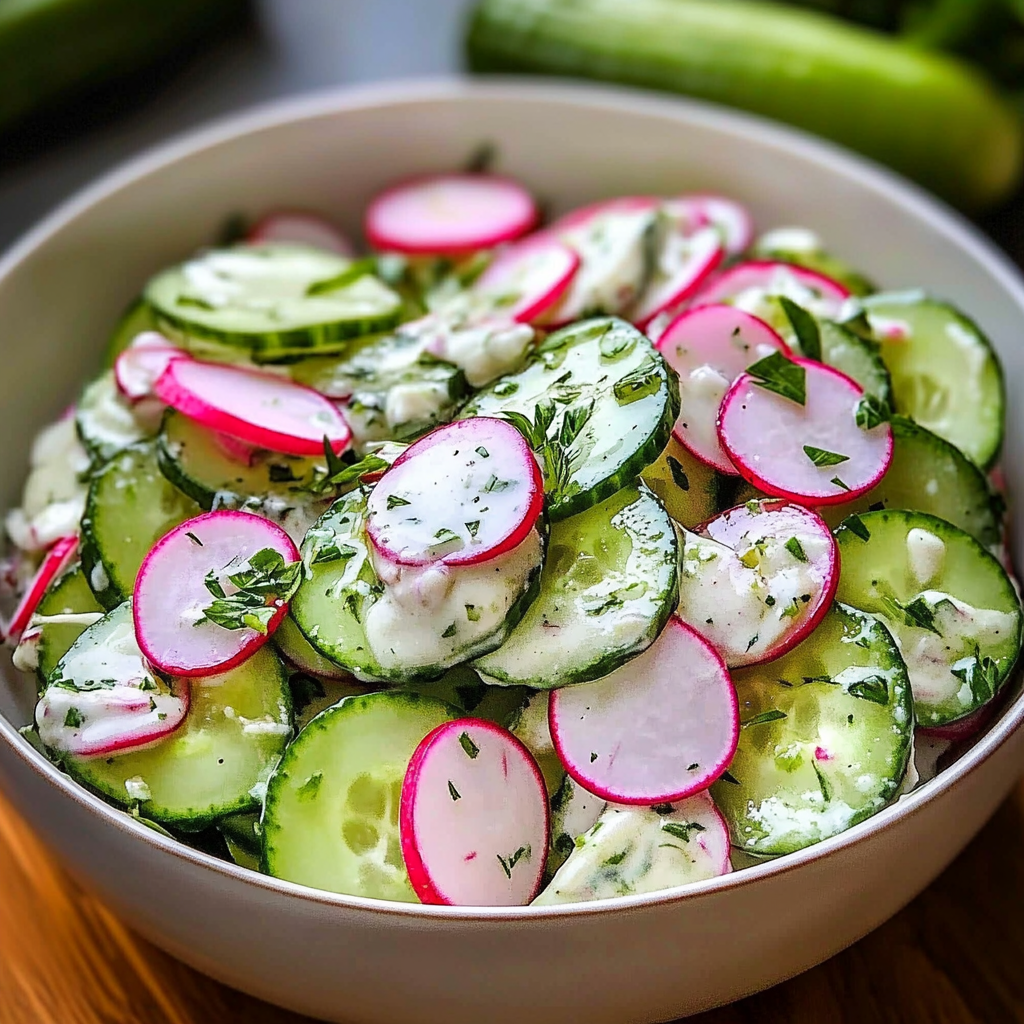 Recipe preparation for Cucumber Radish Salad Recipe