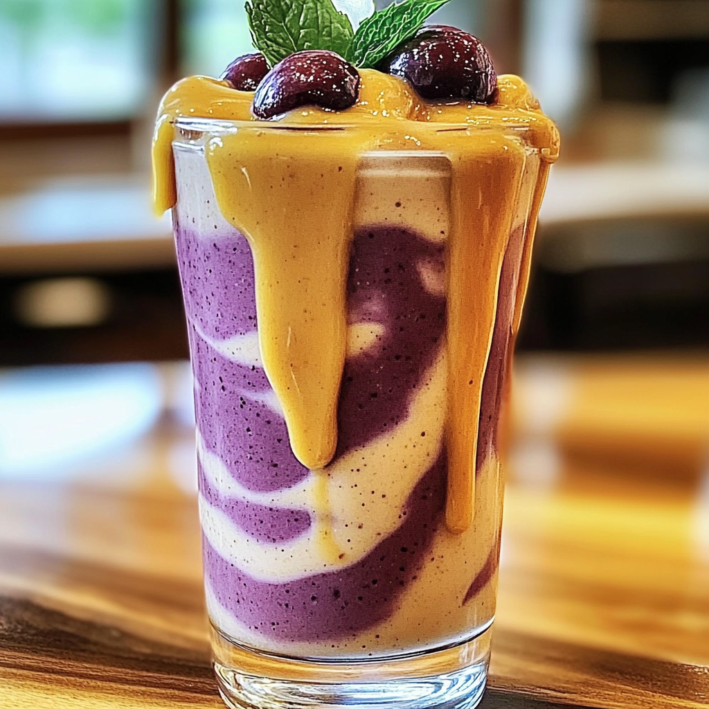 Recipe preparation for Peanut Butter and Jelly Smoothie