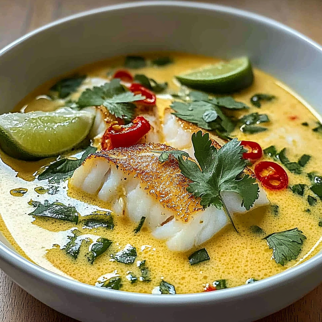 Recipe preparation for Coconut Lime Fish Soup