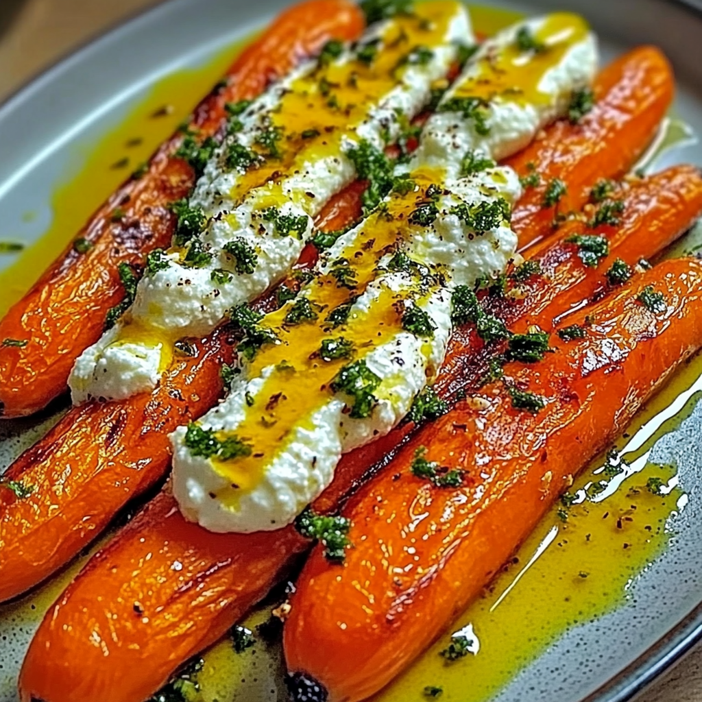 Recipe preparation for Roasted Carrots with Whipped Ricotta