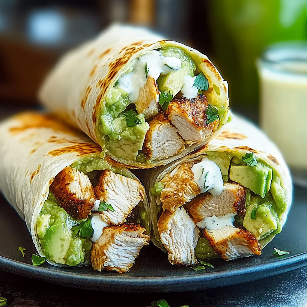 Recipe preparation for Easy Chicken Avocado Burritos
