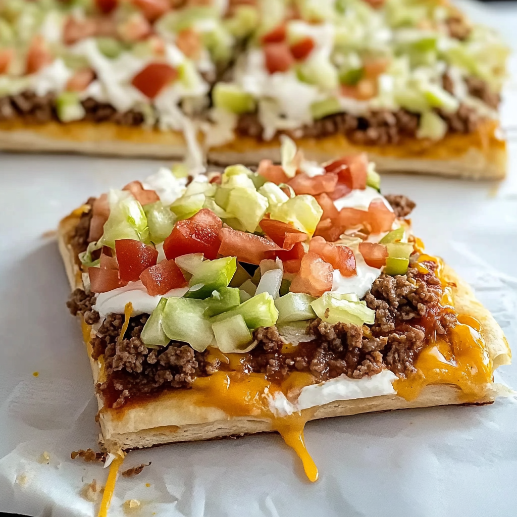 Recipe preparation for Crescent Roll Taco Pizza