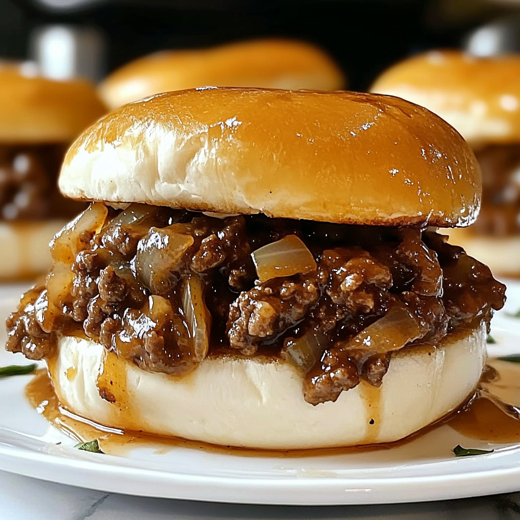 Recipe preparation for Irresistible French Onion Beef Sloppy Joes