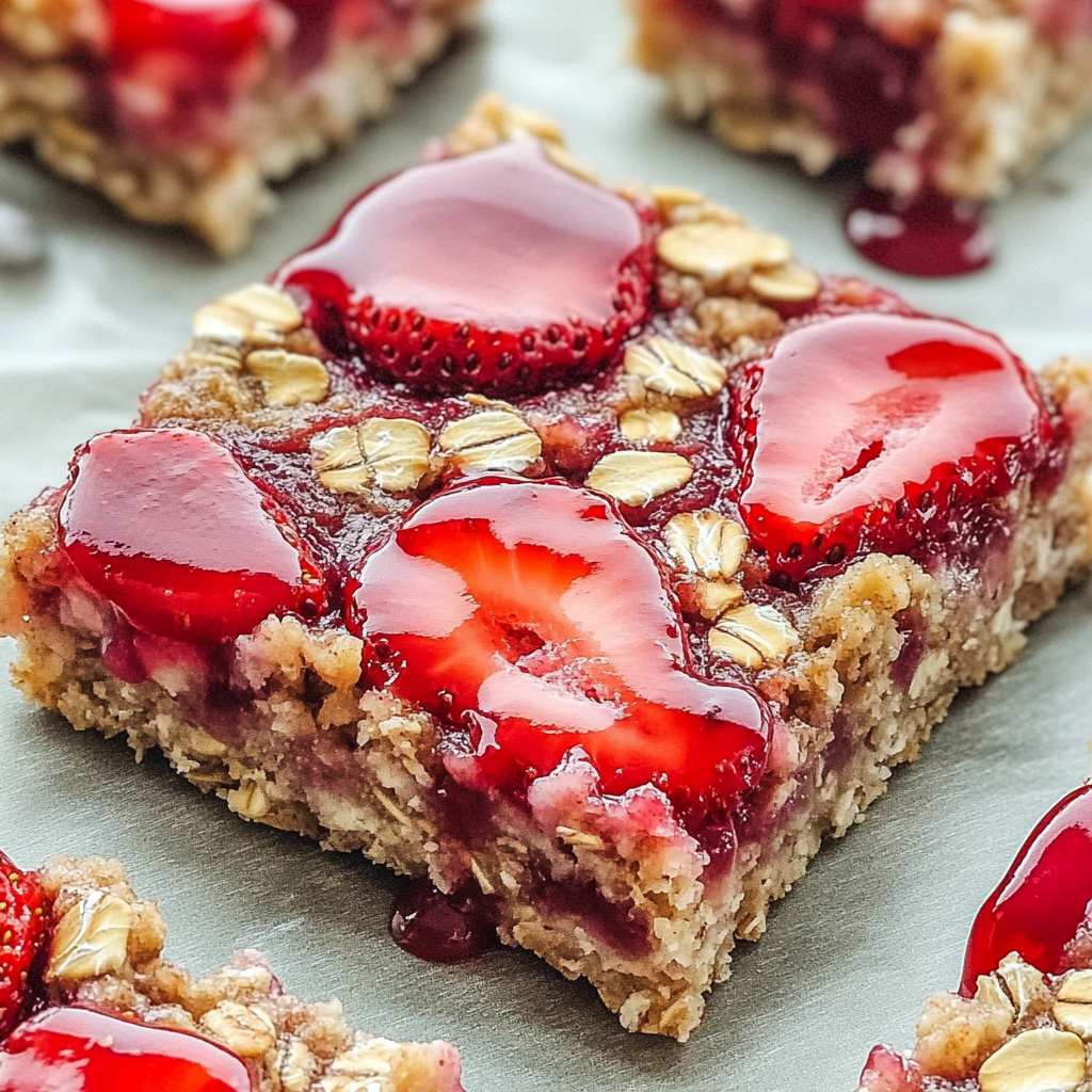 Recipe preparation for Healthy Strawberry Oatmeal Bars