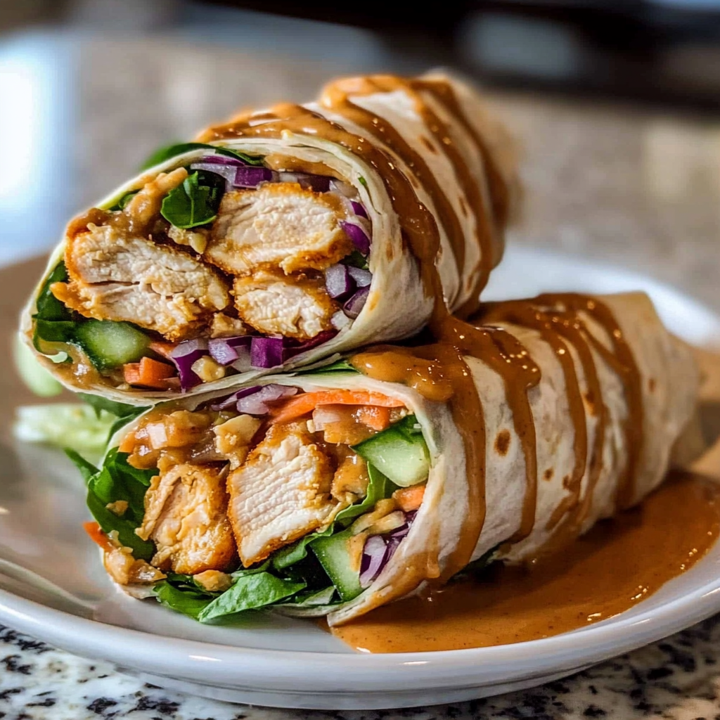 Recipe preparation for Thai Peanut Chicken Wraps