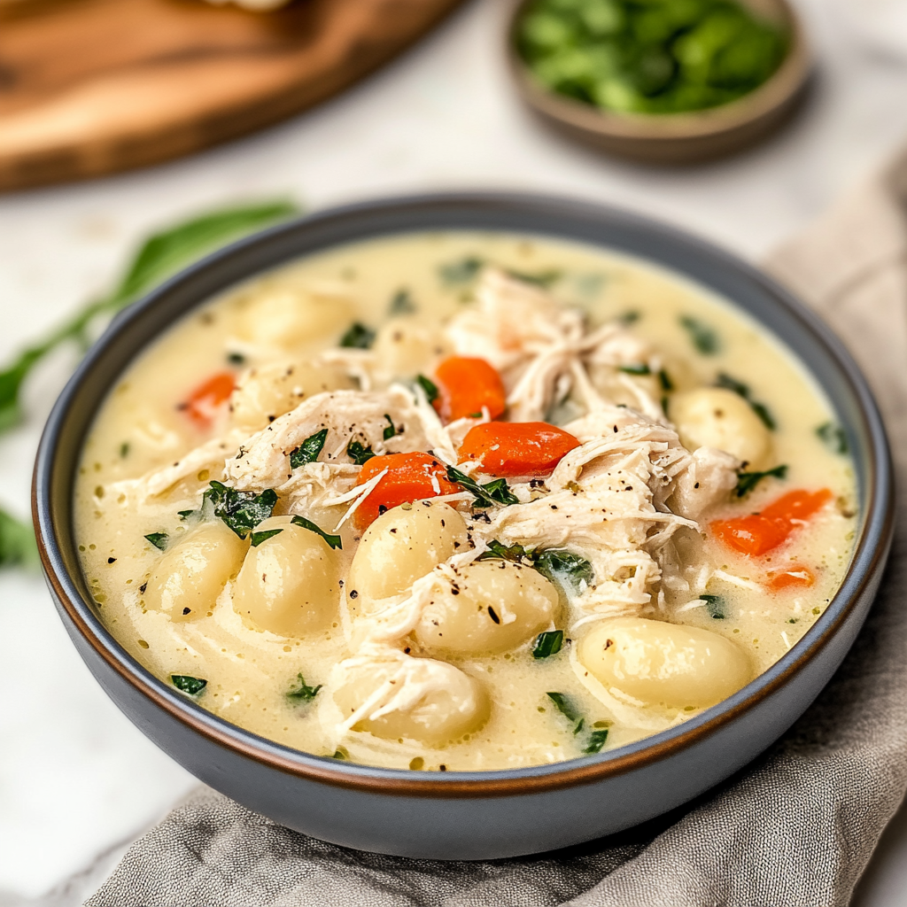 Recipe preparation for Tasty Rotisserie Chicken Gnocchi Soup