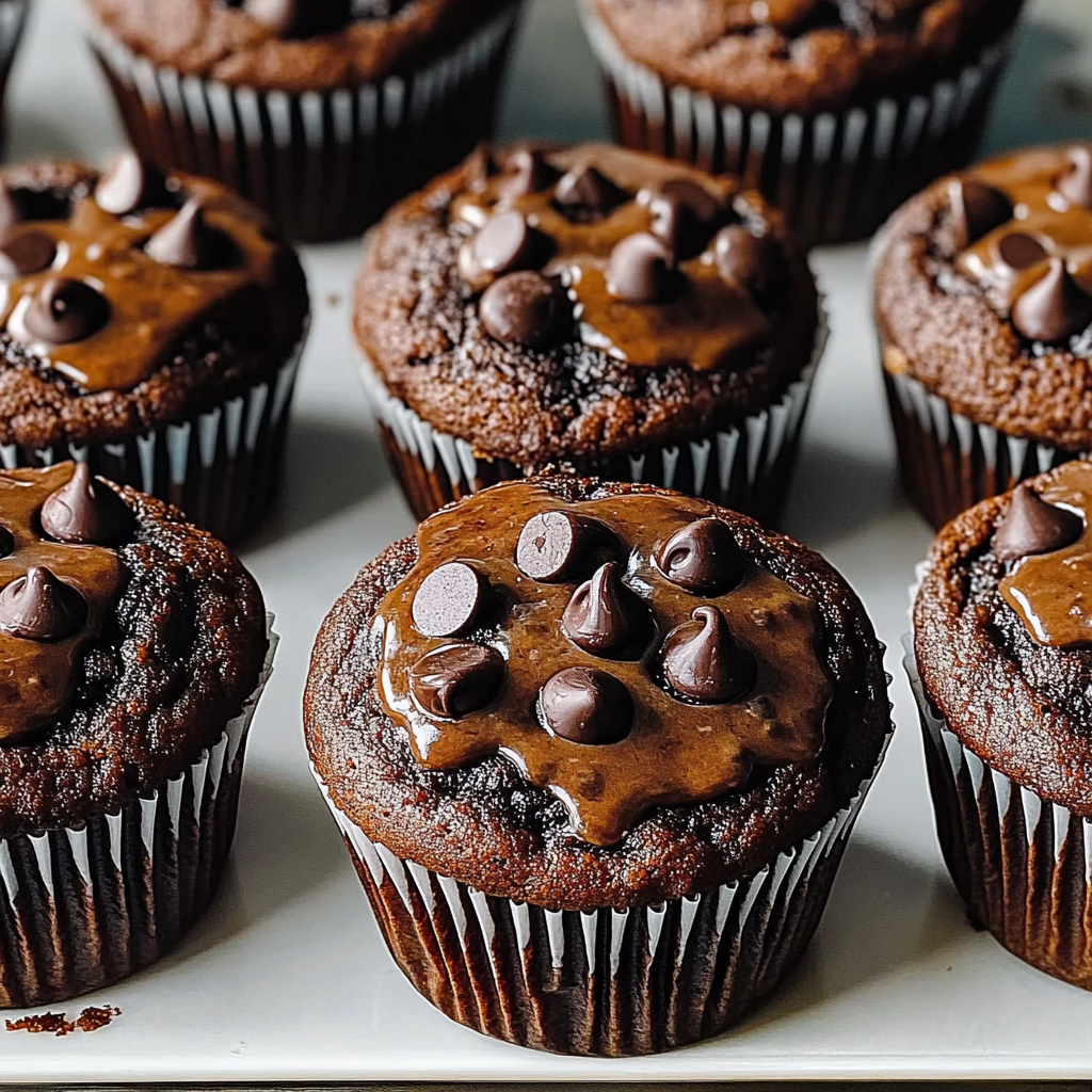 Recipe preparation for Double Chocolate Chip Muffins