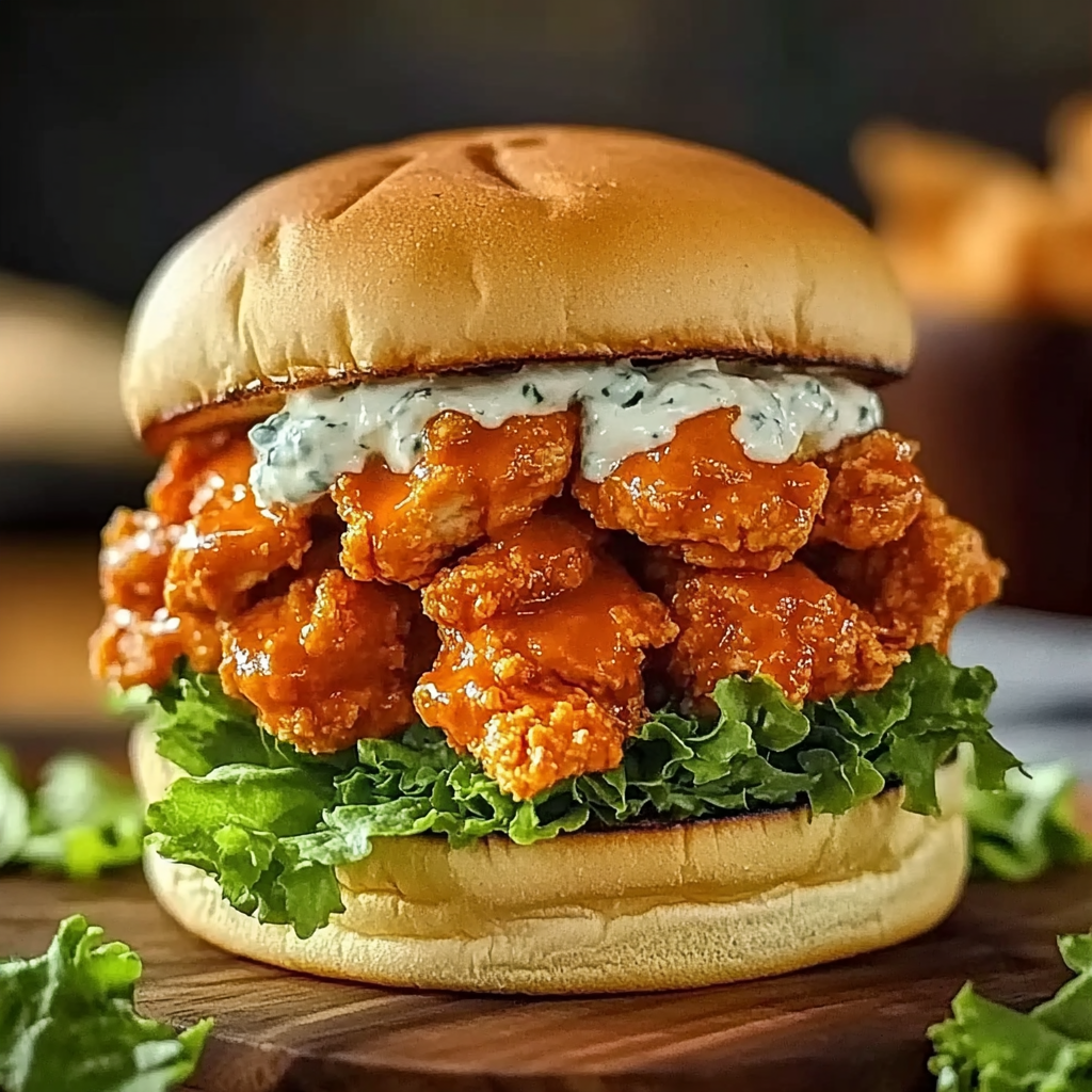 Recipe preparation for Epic Buffalo Chicken Sandwich