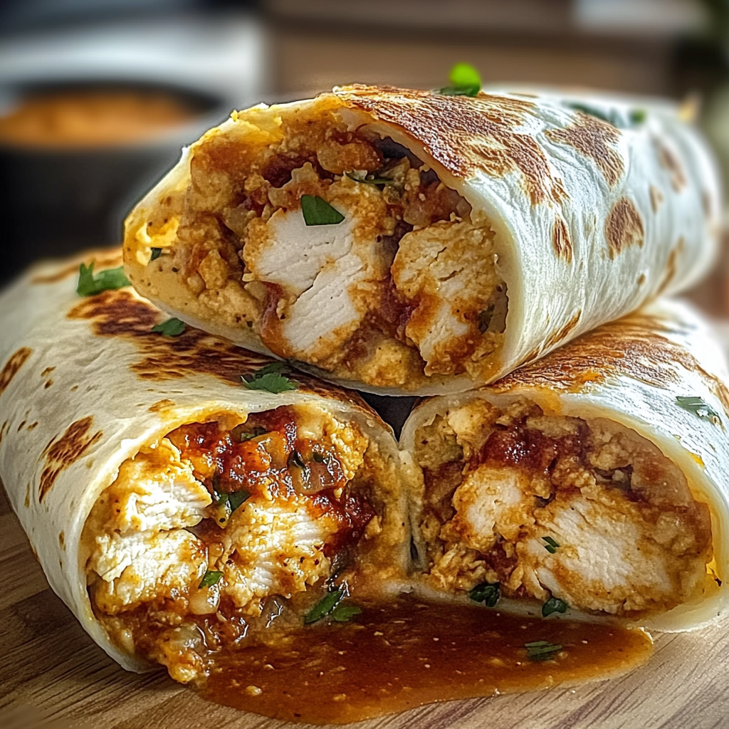 Recipe preparation for Crispy Parmesan Garlic Chicken Burritos