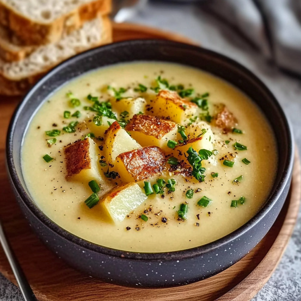 Recipe preparation for Vegan Potato Soup Creamy Comfort