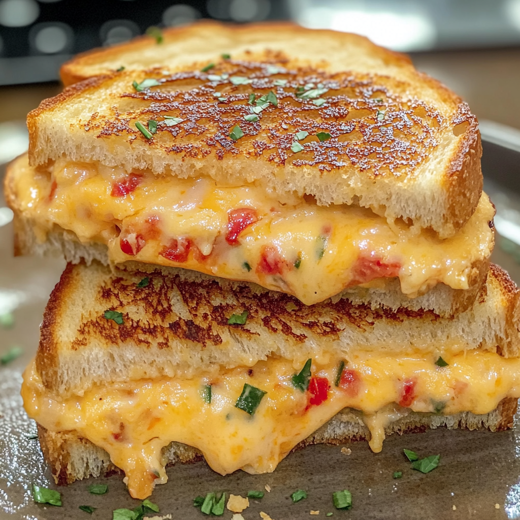 Recipe preparation for Pimento Grilled Cheese