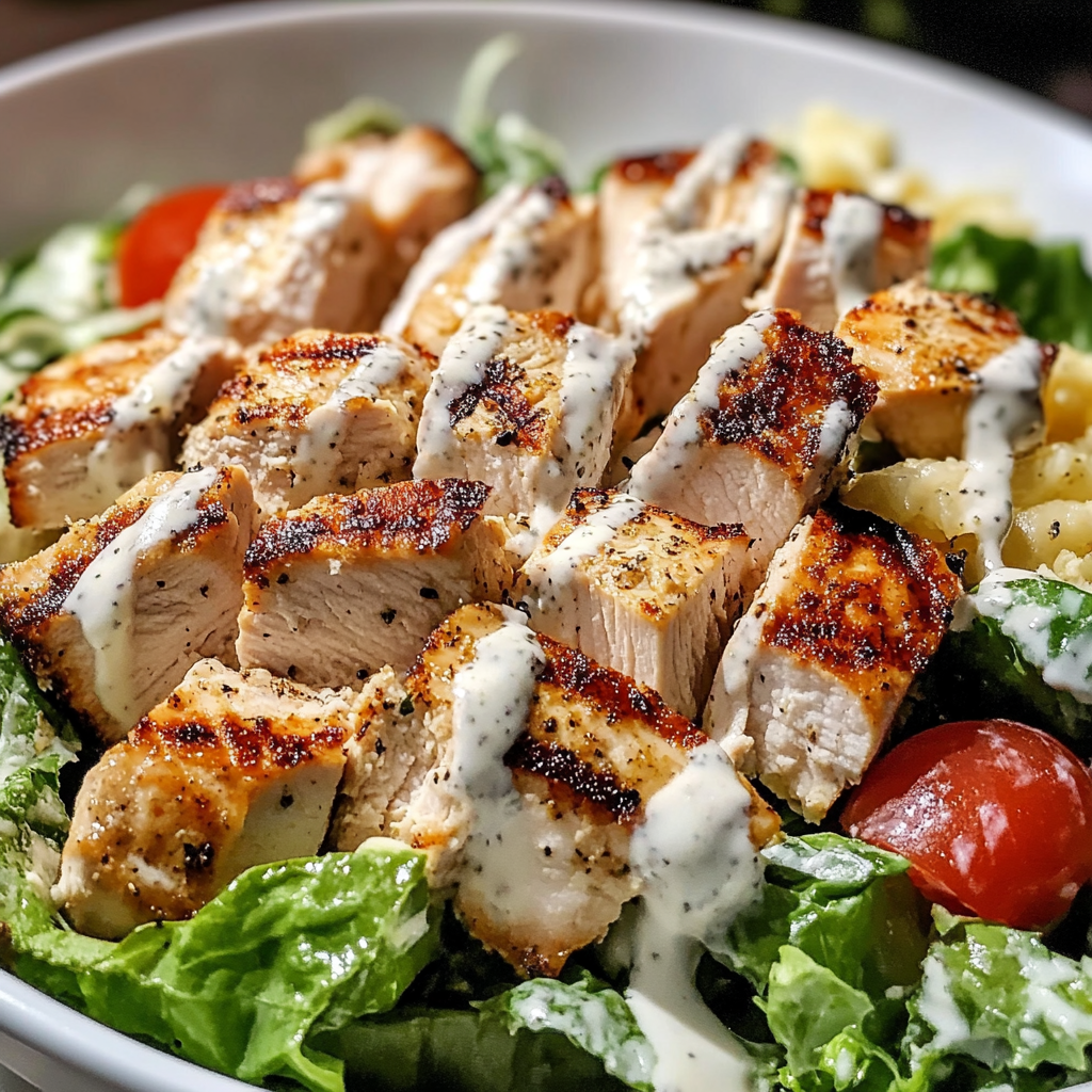Recipe preparation for Grilled Chicken Caesar Salad