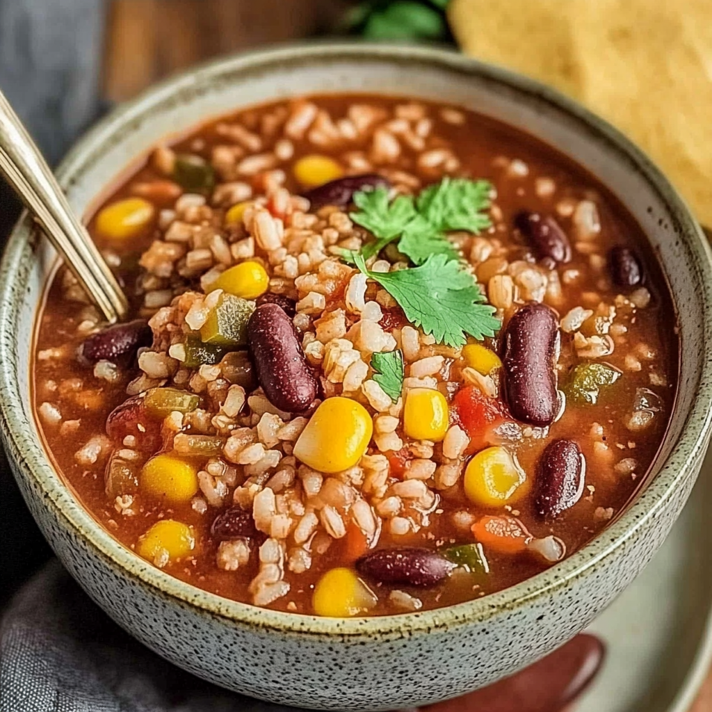 Recipe preparation for Crock Pot Taco Rice Soup