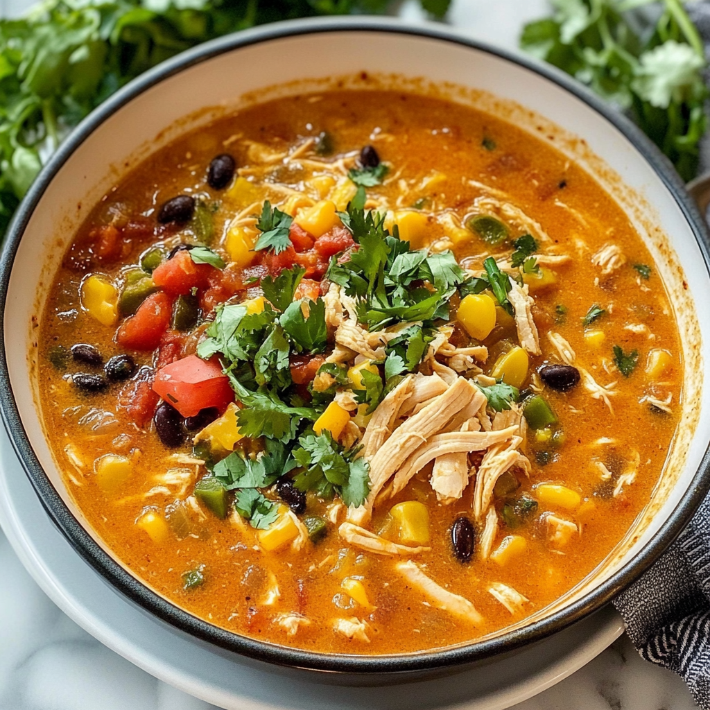 Recipe preparation for Creamy Chicken Tortilla Soup