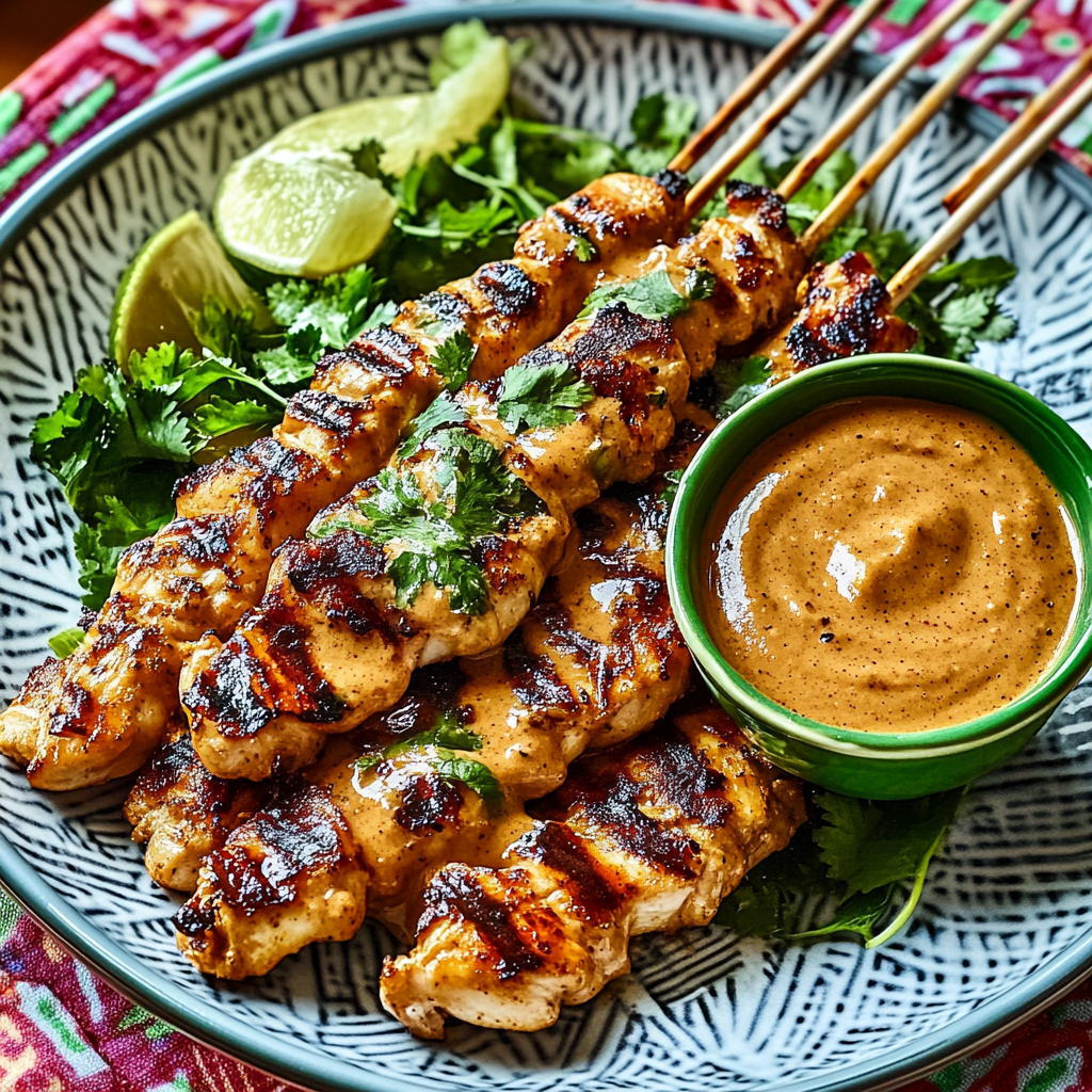 Recipe preparation for Indonesian Chicken Satay with Peanut Sauce