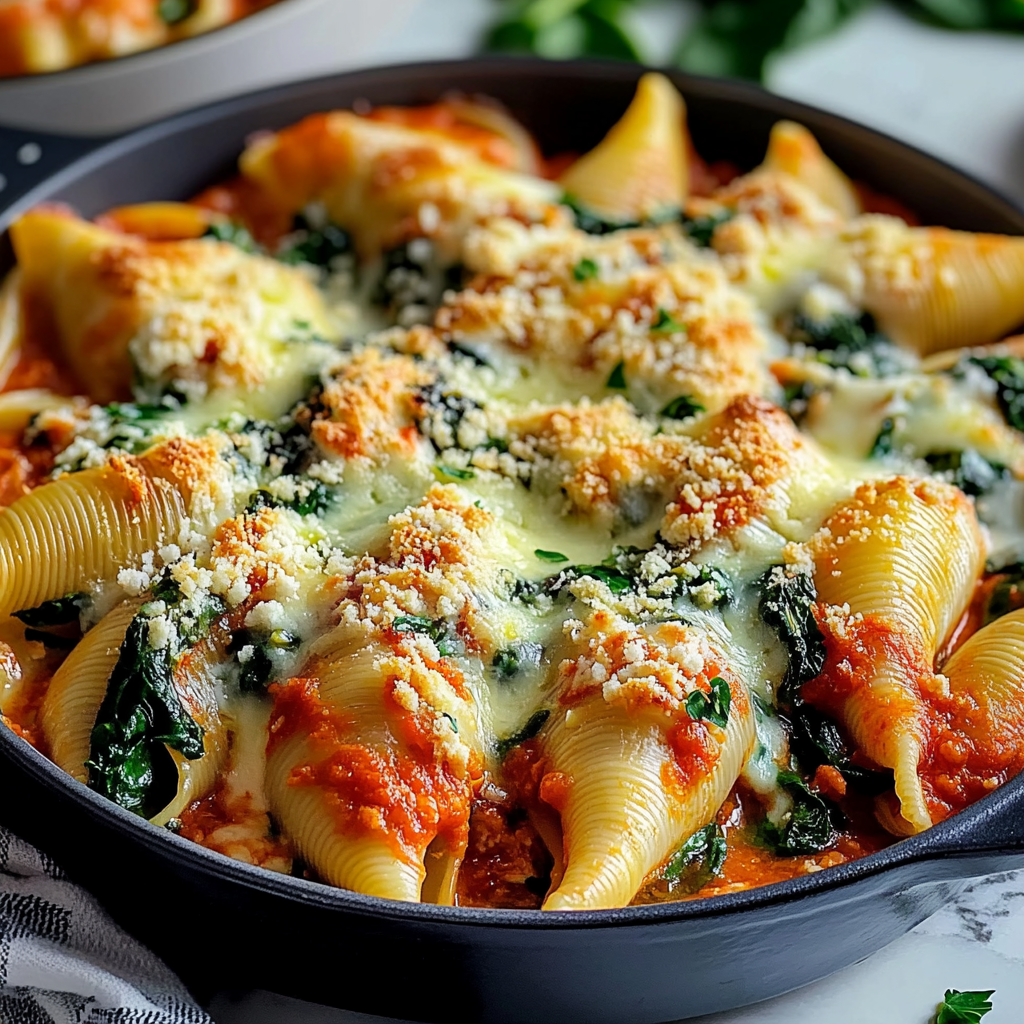 Recipe preparation for Spinach and Ricotta Stuffed Shells Recipe