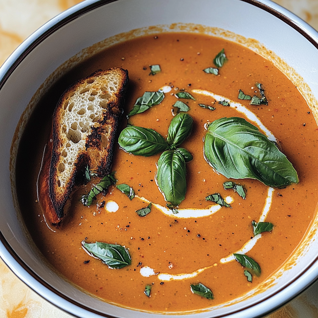 Recipe preparation for Easy Vegan Tomato Basil Soup