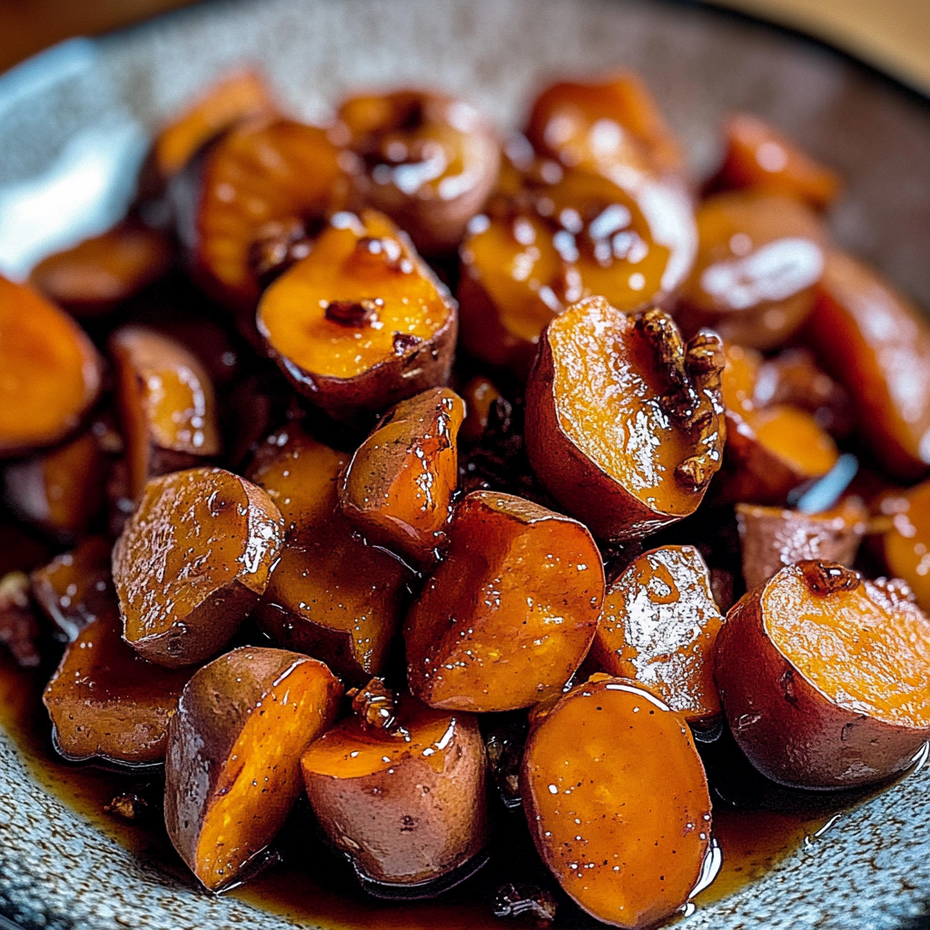 Recipe preparation for Cinnamon Maple Roasted Sweet Potatoes