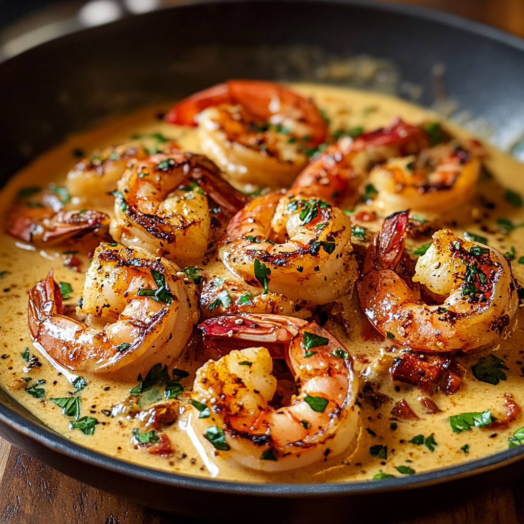 Recipe preparation for Creamy Tuscan Shrimp