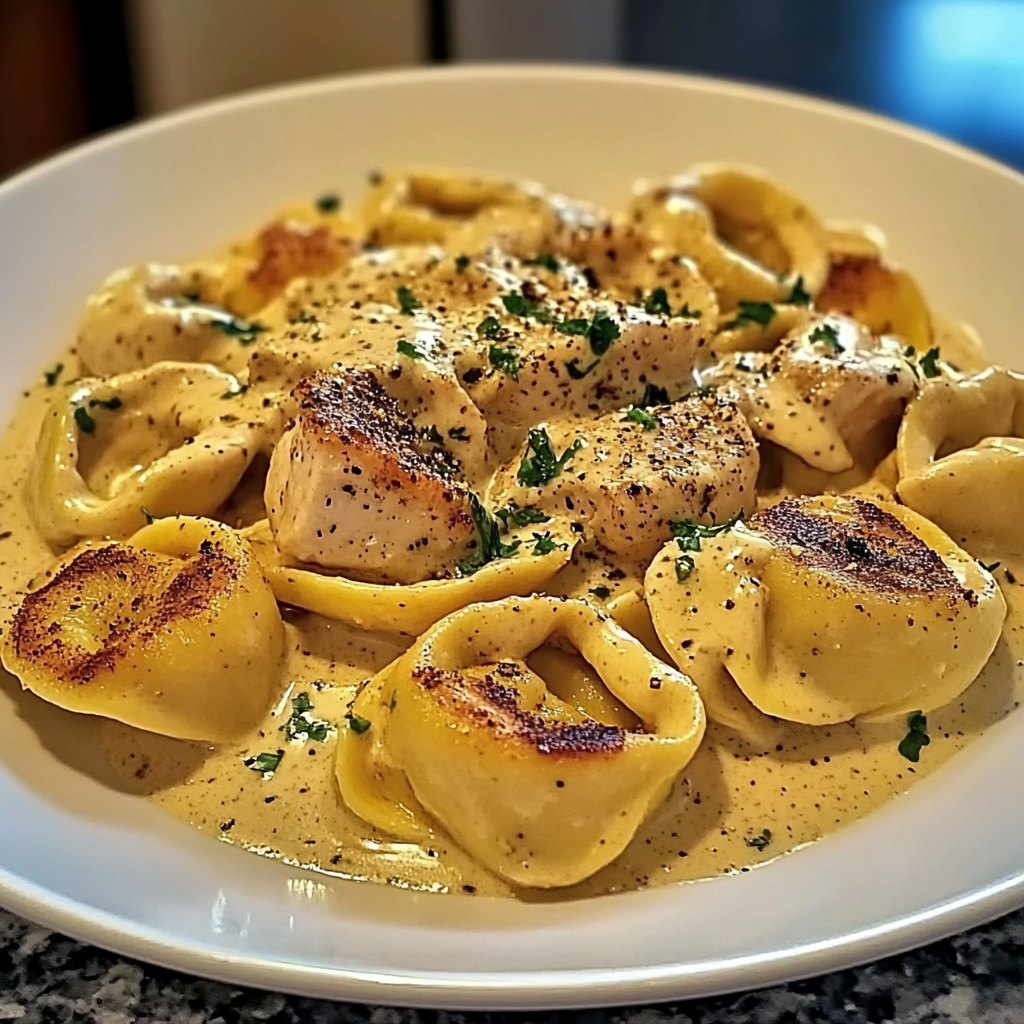 Recipe preparation for Cajun Chicken Tortellini with Creamy Garlic Sauce