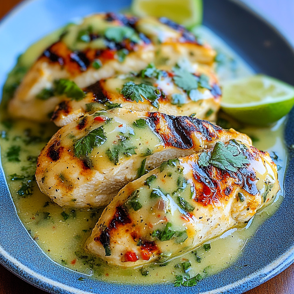 Recipe preparation for Grilled Salsa Verde Pepper Jack Chicken