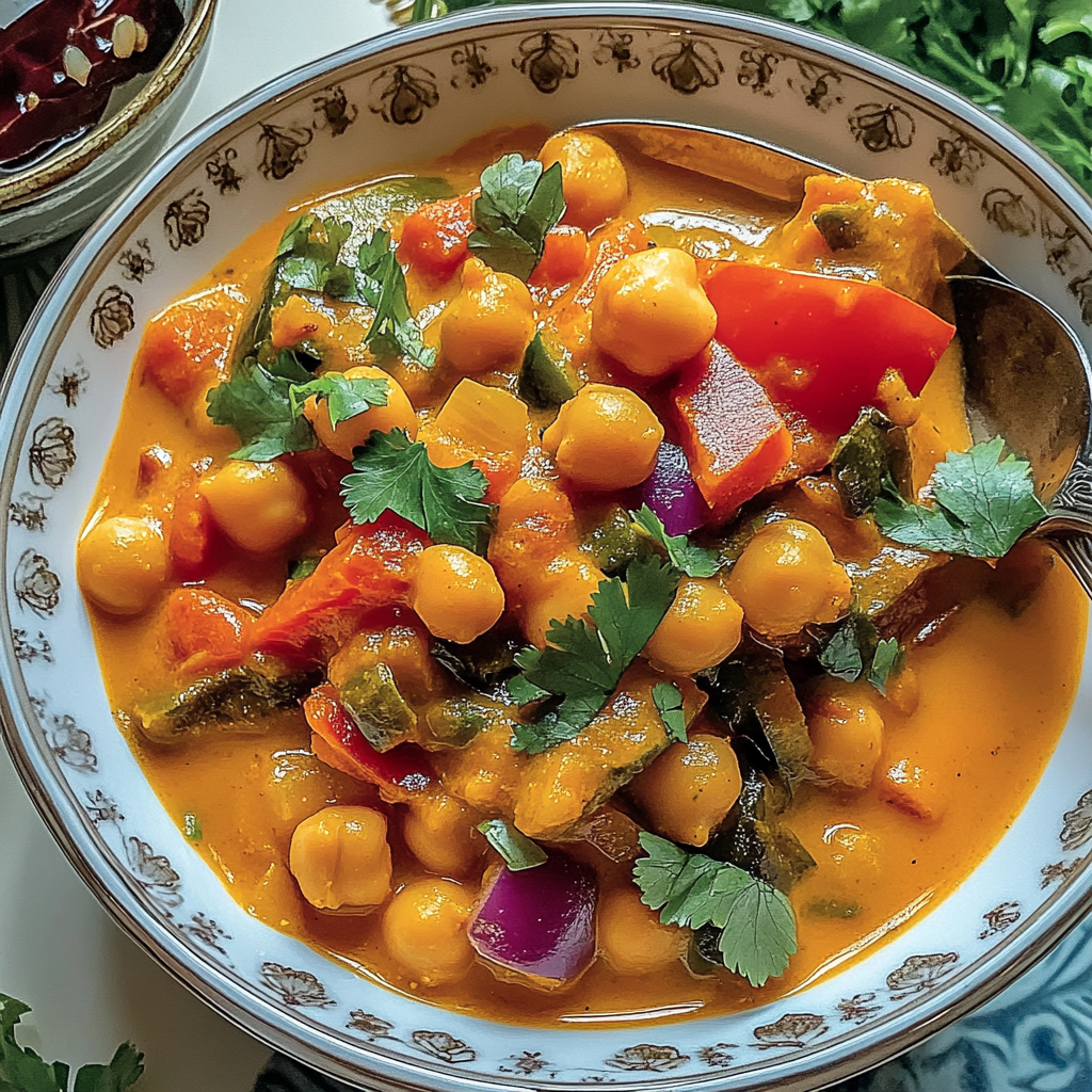 Recipe preparation for Creamy Bell Pepper Chickpea Curry