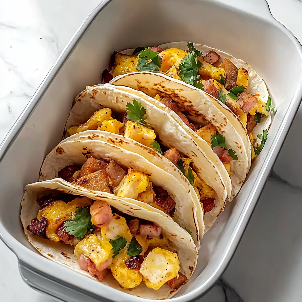 Recipe preparation for Tasty Baked Breakfast Tacos