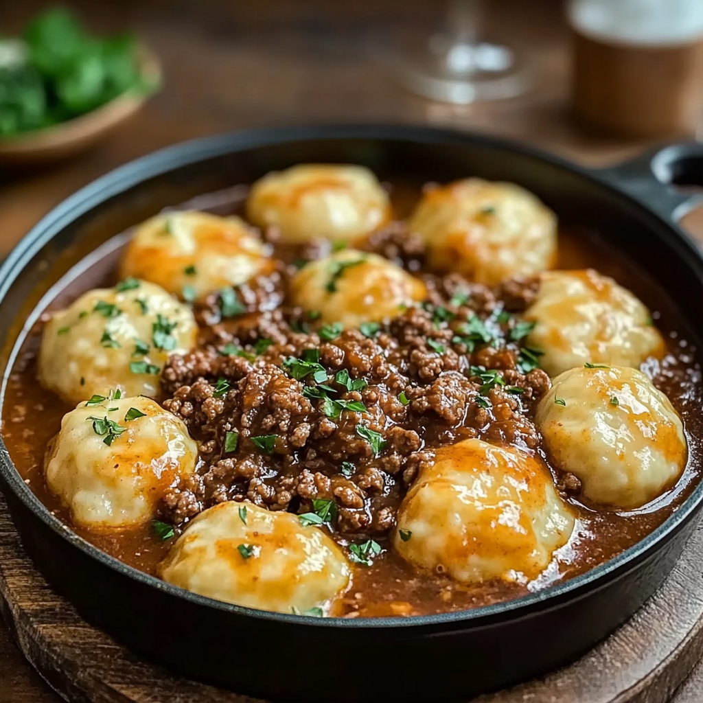 Recipe preparation for Ground Beef and Dumplings