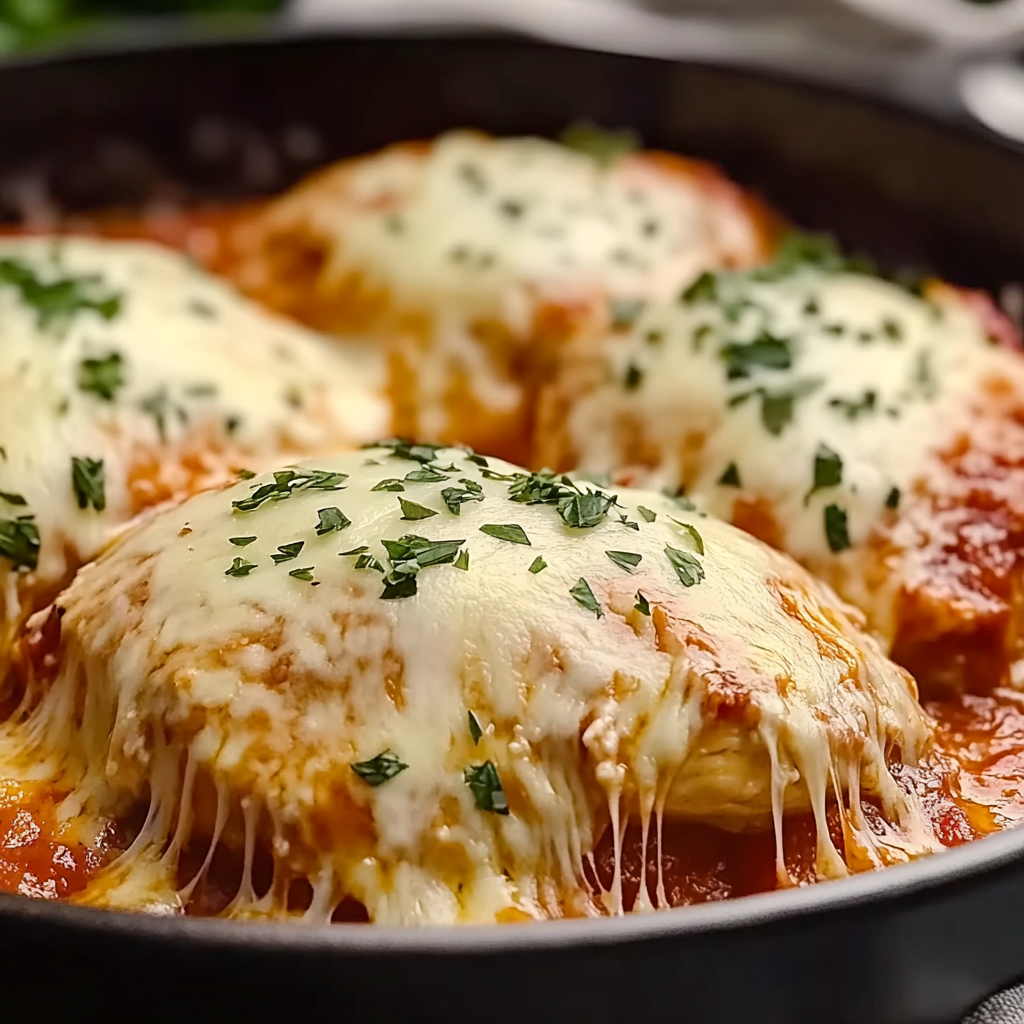 Recipe preparation for Cheesy Mozzarella Chicken Bake