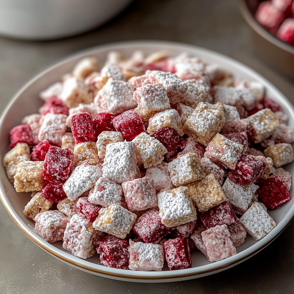 Recipe preparation for Cherry Cheesecake Puppy Chow