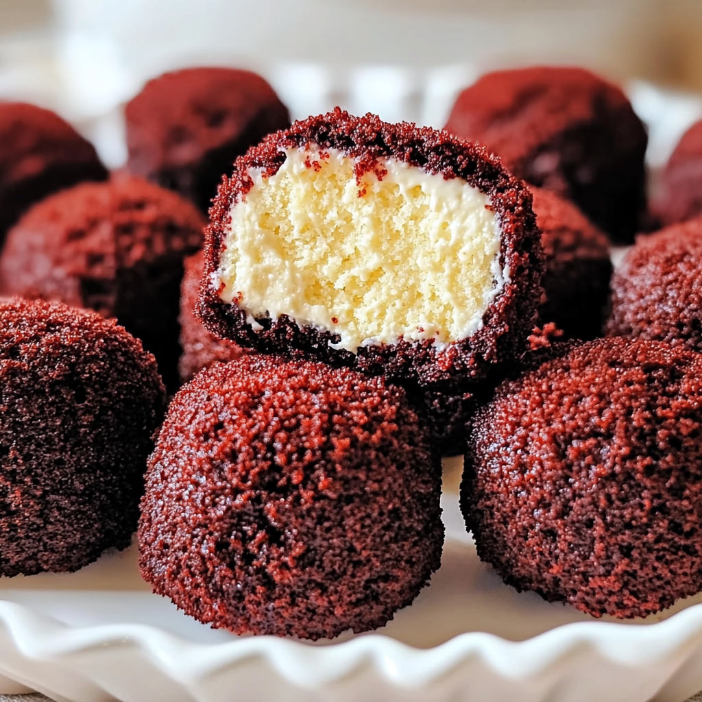 Recipe preparation for Red Velvet Cheesecake Bites