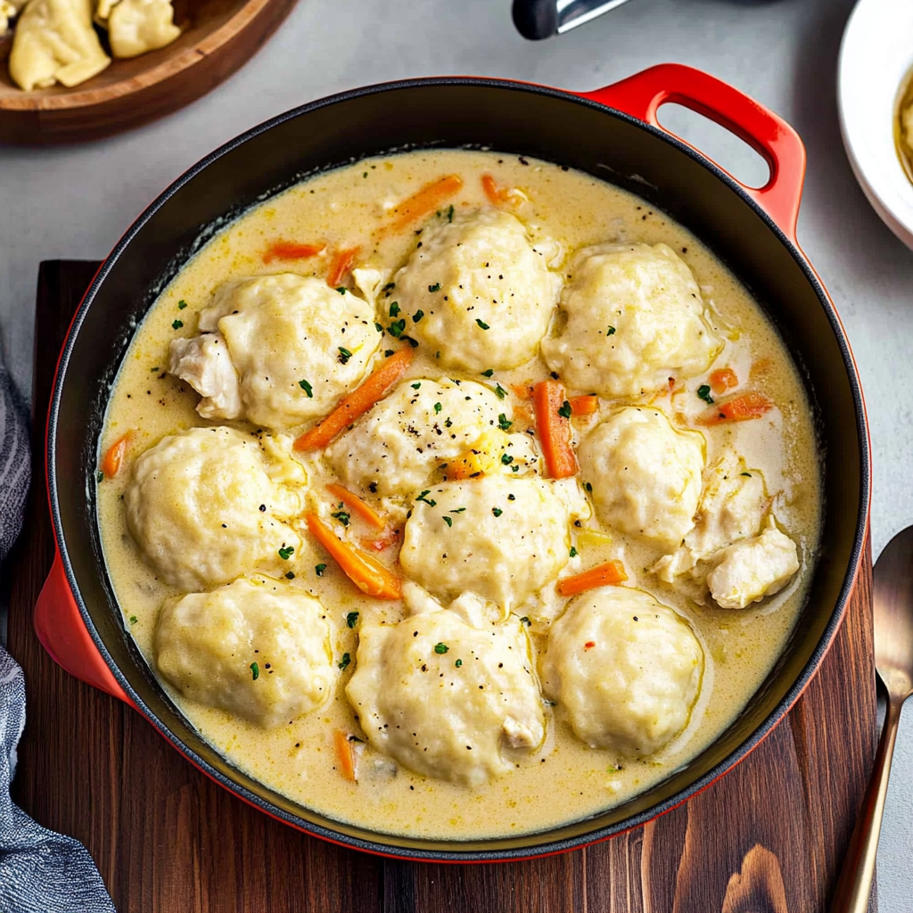 Recipe preparation for Homemade Chicken and Dumplings Recipe